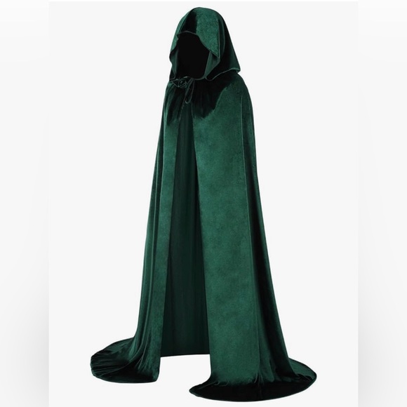 ✨ Enchantress Energy ✨ Emerald Velvet Hooded Cloak Gothic Witchy Cape NEW NWT M - Picture 2 of 5